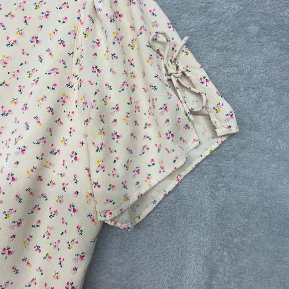 Madewell Floral Dress Womens 0 Short Sleeve Tie Detail Cottagecore - Picture 3 of 10